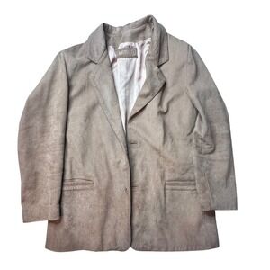 Vintage Arturo Leather Blazer‎ Mens 40 Tan Nubuck Suede Two Button Jacket Coat